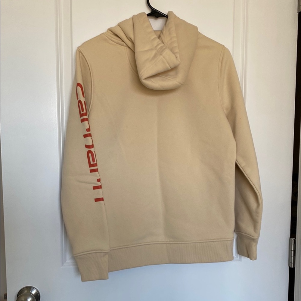Carhartt Cream Hoodie Sweatshirt Soft Cotton - Picture 2 of 3